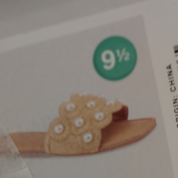 A New Day Delaney Pearl Embellishments Rafia Sandal In Tan Size Woman's 9.5 - Picture 8 of 8